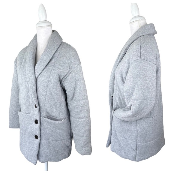 NWOT Madewell sweatshirt puffer blazer jacket gray blanket coat shawl swuffer XS - Picture 4 of 16